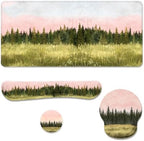 Forest Meadow Desk Mat Set Watercolor Pine Landscape Large Mouse Pad with Wrist Rest 4in1 Desk Mat for Desktop Ergonomic Computer Desk Arm Wrist Anti-Slip Computer Ergonomic Mouse Pad Office Gaming by Unknown