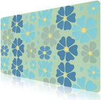 Retro Blue Floral Office Desk Mat 31.5" x 15.7" Desktop Mat PU Leather Large Mouse Pad White Mousepad Non-Slip Table Mat for Girls, Women, Home, Work, Computer, and Gaming by Unknown