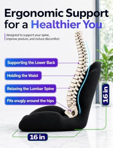 Ergonomic Memory Foam Seat Cushion for Office Chair, Car Seat, Dining, Gaming Chair & Wheelchair | Sciatica, Tailbone & Coccyx Pain and Pressure Relief | Lumbar & Lower Back Support Pillow One Piece - Image 7