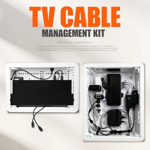 in-Wall Media Box - TV Cable Management Kit, Structured Media Enclosuree, Home Theater Box, Compatible with Roku, Apple TV, Samsung One Connect Mini - WiFi Friendly, Dual Purpos, White-9" - Image 3