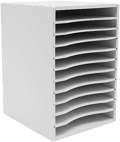 11 Slots Vertical Desktop Sorter, Mail Organizer Vertical File Organizer Adjustable Shelve Paper Sorter Organizer Document Storage Rack for Office School Home White by SanBouSi