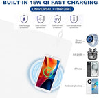 Desk Mat with Wireless Charging, White Mouse Pad with Wireless Charger, Desk Pad Matt for Desktop, Mousepad Gaming Large Mouse Pad, Leather Compute for Keyboard and Mouse, 32" x 16" - Image 2