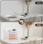 2 Pack 5-Tier White Desk Organizer with Handle Mesh Desk File/Paper Organizer Letter Tray for Office, School and Home Easy Installation - Image 4