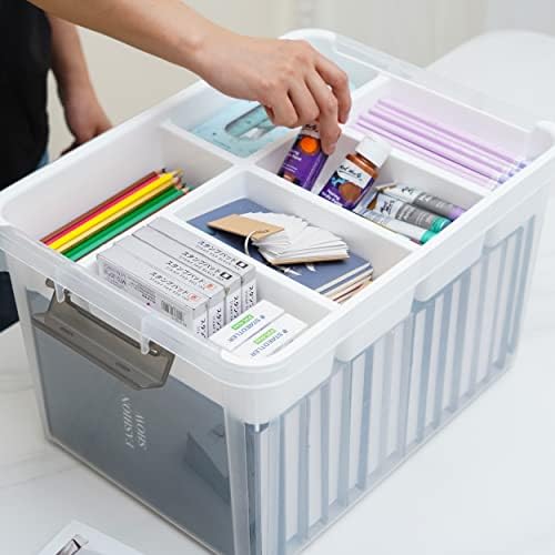 Citylife 32QT Clear Craft Organizers and Storage Box with Removable Tray - Image 4