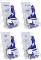 Brochure Holder 4x9 Inch Acrylic Literature Holders Clear Flyer Display Stand with Business Card Slot Pamphlet Holder Multi Purpose Organizer for Office, Lobby, Hotels, Trade Shows, 4 Pack by HLF-ho
