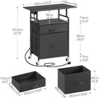 HOOBRO Printer Stand, Printer Table with Drawers, Mobile Filing Cabinet with Charging Station, Printer Cart for Home Office, Living Room, Black BB15UPS01 - Image 2