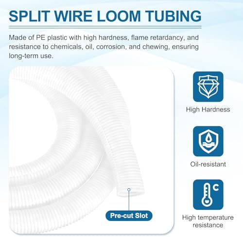 MECCANIXITY 1 1/2" 10ft Split Wire Loom Tubing w/Installation Tool White - Image 3