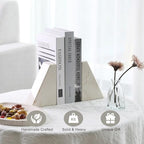 Koville Marble Bookends for Shelves, Large Bookends for Heavy Books, Non-Slip Heavy Duty Book Stopper for CD/Movies, Aesthetic Decorative Bookends for Shelves Table Home Decor(Beige) - Image 6