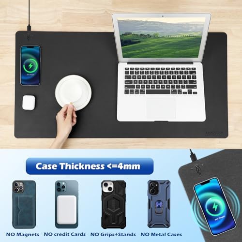 Wireless Charging Desk Mat,Mouse Pad, Black-L, 32 * 16inch - Image 5