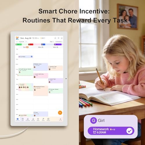 27 Inch Smart Digital Touch Screen Family Calendar, White - Image 2