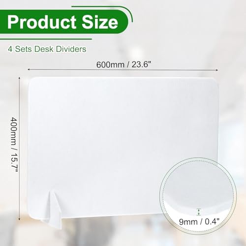 PATIKIL Desk Divider, 4 Set 24 x 16 Inch Acoustic Freestanding Desk Divider Desk Privacy Panel with 8 Pcs Support Feet for Library Office Workstation,White - Image 2