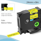 TZ TZe 24mm 0.94 Laminated Yellow Tape Compatible for Ptouch TZ651 TZ-651 TZe-651 TZe651 Label Tape for PTD600 PTD610BT PTP710BT Label Maker, 5 Pack Black on Yellow - Image 2