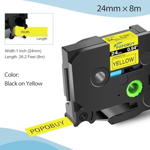 TZ TZe 24mm 0.94 Laminated Yellow Tape Compatible for Ptouch TZ651 TZ-651 TZe-651 TZe651 Label Tape for PTD600 PTD610BT PTP710BT Label Maker, 5 Pack Black on Yellow - Image 2