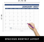 PAPERAGE 2027 Calendar, 12 Months (January 2027 - December 2027), Large (17 in x 22 in), Minimalist Wall and Desk Calendar with Monthly Views, Yearly Plans & Notes Section – Navy - Image 2