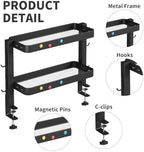 Clamp-On Desk Shelf Organizer, 2-Tier Metal Side Desktop Shelves - Image 6