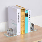 Glass Skull Book Ends for Shelves with Black Crystal Skulls - Image 4