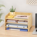 Bamboo File Organizer for Desk, Desktop Paper Tray and Mail Holder by Unknown