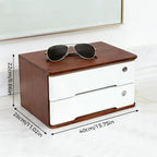 Desktop Storage Box,Desk Organizer Drawer,Desktop Organizer,Small Things Holder Drawers,Kitchen Tea Bag Organization with Lockable Drawers for Office School Bedroom (2Tiers,Walnut & White) - Image 3