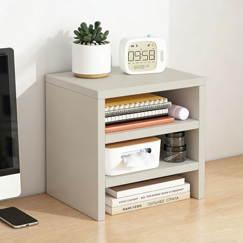 Solid Wood Monitor Stand Riser & Laptop Stand Desk Organizer - Office Accessories for PC Workspace, Computer Organization, Countertop Hutch Beige 9.9x7.9x9in by Unknown