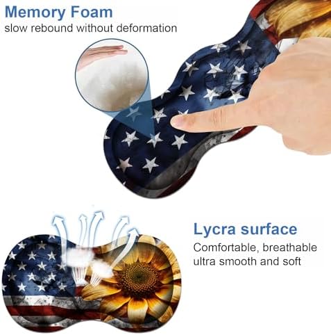 Ergonomic Keyboard Wrist Rest & Mouse Pad Wrist Rest Set, Large XXL Gaming Desk Mat 31.5"x 11.8" with Memory Foam, Easy Typing Pain Relief for Office & Home, American Flag Sunflower - Image 6