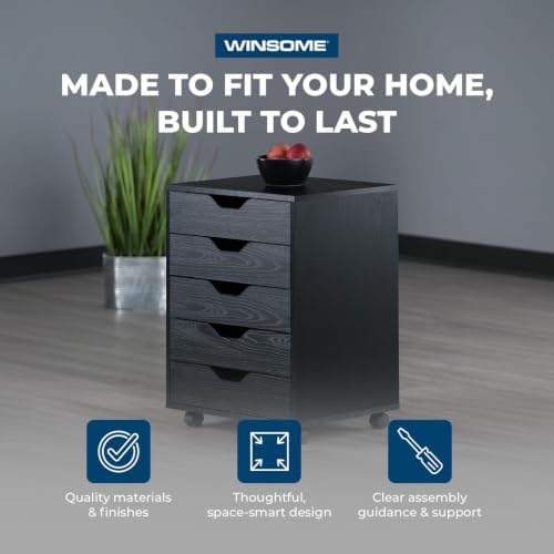 Winsome Halifax 5-Drawer Storage Cabinet, Black (20519) - Image 4