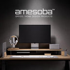 amesoba White Oak Dual‑Tier Ergonomic Desk Setup – Modern Wooden Monitor Stand & Workspace Riser, Home Office & Minimalist Aesthetic (White Oak, Large) - Image 3