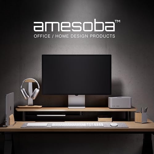amesoba White Oak Dual‑Tier Ergonomic Desk Setup – Modern Wooden Monitor Stand & Workspace Riser, Home Office & Minimalist Aesthetic (White Oak, Large) - Image 3