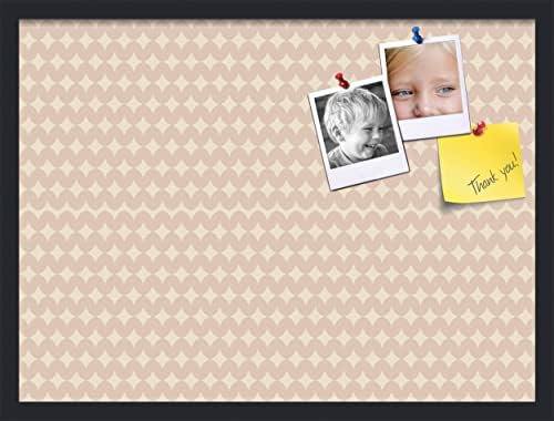 PinPix 27x20 inch Cork Bulletin Board. This Decorative Framed Pin Board Comes with Diamond Pattern in Light Pink and Cream Design and Satin Black. Ideal for Home, Office Decor or School (PinPix-294) by PinPixBulletinBoards
