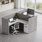 Modular Office Cubicle Workstation System with Privacy Panels, 59" x 59" L-Shaped Desk, Built-in Power Access, Lockable Storage Cabinet, Expandable 2, 4, 6 Person Team Layout for Corporate Offices - Image 7
