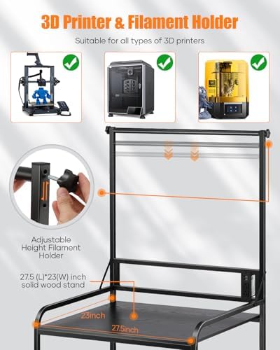 AHOWPD 3D Printer Stand with Filament Storage, Sturdy Heavy Duty Workbench - Image 3