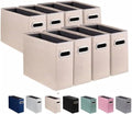 8 Pack Letter Size File Storage Box Collapsible，Fabric Hanging File Folders Organizer, Portable Office Document Holder with Metal Handle, Smooth PVC Rails, Beige by ComfortKeeper
