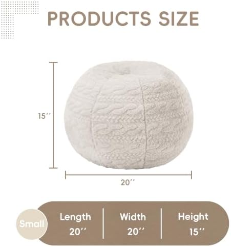 Hobestluk Stuffed Pouf Ottoman Footrest, Round Footstool,Small,Oatmeal - Image 2