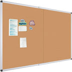 VIZ-PRO 60" x 48" Large Cork Bulletin Board, Foldable & Wall-Mounted Notice Pin Board with Silver Aluminum Frame, for School Home Office - 5' x 4' Corkboard by VIZ-PRO