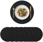 Artoid Mode Black Faux Leather Placemats Set of 8, 15 Inch Waterproof Wipeable Heat Resistant Vinyl Halloween Place Mats, Reversible Table Mats for Kitchen Dining Decor by ArtoidMode