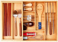 COIWAI Double Layer Bamboo Drawer Organizer Cutlery Utensil Silverware Drawer Organizer, cutlery Silverware Tray for Drawer, Utensil Holder Drawer Dividers for Flatware (L: 16.85 × 12.2 in) by 100NaturalBambooFurniture