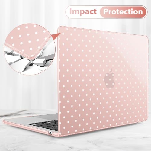 Case for 2026/2025/2024/2023 MacBook Air 15-inch Laptop Release M5 A3448 /M4 A3241 /M3 A3114 /M2 A2941, Stylish Protective Hard Shell Cover for MacBook Air 15.3 inch, Pink Polka Dots - Image 6