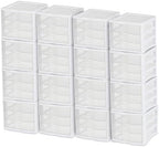 Sterilite ClearView Compact Stacking 3 Drawer Storage Organizer System for Crafting Supplies, Home Office, or Dorm Room, (16 Pack) by Sterilite