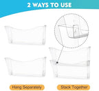 EASEPRES 4 Pack Clear Single Pocket Hanging File Organizer, Plastic Wall Mount Paper Mails Magazines Holder, Mounted Folder Bins for Office, School and Home, 13.85x3.14x6.88 inches - Image 3