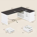 SEDETA Farmhouse 61" Executive L Shaped Desk with Drawers for Home Office - Image 2