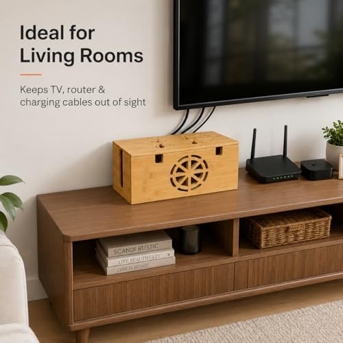 Bamboo Extra Large Cable Management Box, 15.7 x 6.7 x 6.7in - Image 6
