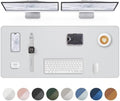 AFIING Large Desk Mat 55" x 24" - PU Leather Desk Pad Protector, Waterproof Non-Slip Extended Mouse Pad for Office Desk, Keyboard, Laptop and Home Workspace (Ivory White) by AFIING