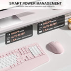 Wireless Keyboard and Mouse Combo,2.4G Ergonomic Wave Keys(Pink & White-B) - Image 6