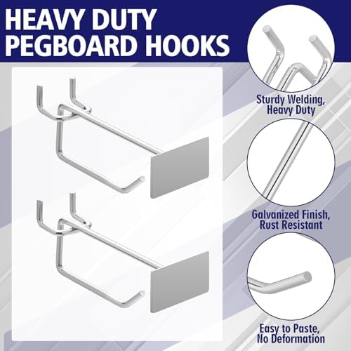 Zonon 50 Pack 4 Inch Metal Scan Hooks with Label Holder for 1/4" Pegboard - Image 3
