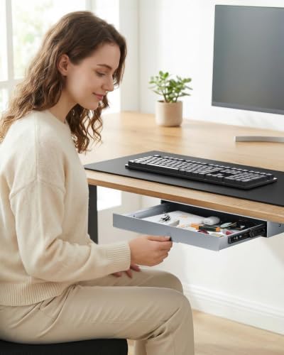 PUTORSEN Under Desk Storage Drawer 14.8" Wide - Smooth Slide Out Organizer - Image 2