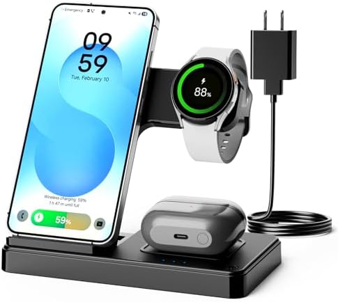 3-in-1 Charging Station for Samsung, Foldable Wireless Charger Stand by SMILESTATION