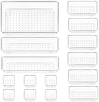 Vtopmart 15 PCS Clear Plastic Drawer Organizers Set, Vanity Organizer Trays by Vtopmart