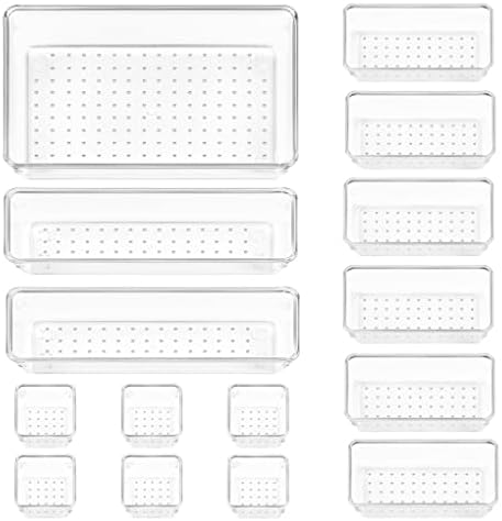 Vtopmart 15 PCS Clear Plastic Drawer Organizers Set, Vanity Organizer Trays by Vtopmart