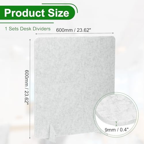 PATIKIL Desk Dividers 24" x 24", 1 Pack Desk Privacy Panel Freestanding Noise Reducing Partition Acoustic Panel with 2Pcs Support Feet for Testing Office Home Library, Light Gray Style A - Image 2