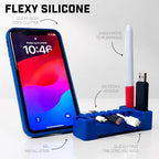 DeskBrick 2PK Silicone + Steel-Weighted Cord Holders for Desks. Weighted Cord Organizers & Cable Management for Desktops. Useful Phone Accessories & Cable Holders for Offices. No Adhesive. Blue - Image 4