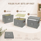 2-Pack Collapsible Letter Storage Bins with Lid - Grey - Image 4